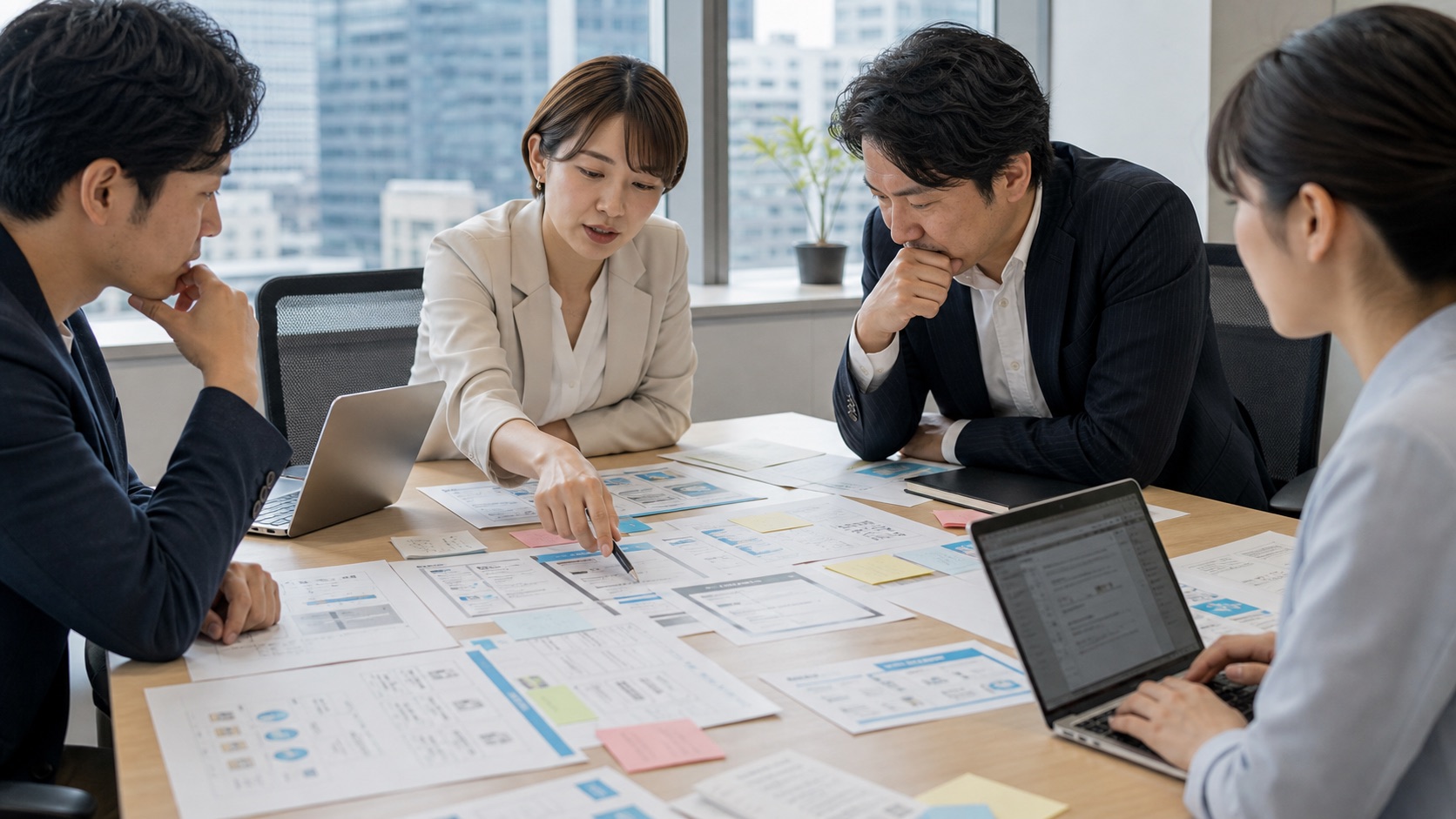 日本人チームが業種別AIO対策を設計する編集会議の様子